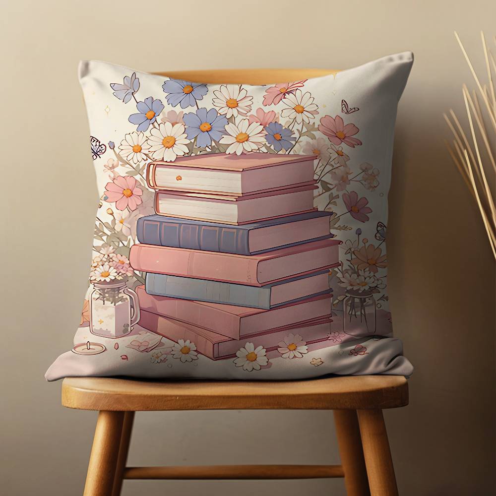 Book Illustration Art Throw Pillow Case For 45x45cm,55x55cm,30x30cm For Home Bedroom Decoration And Protector