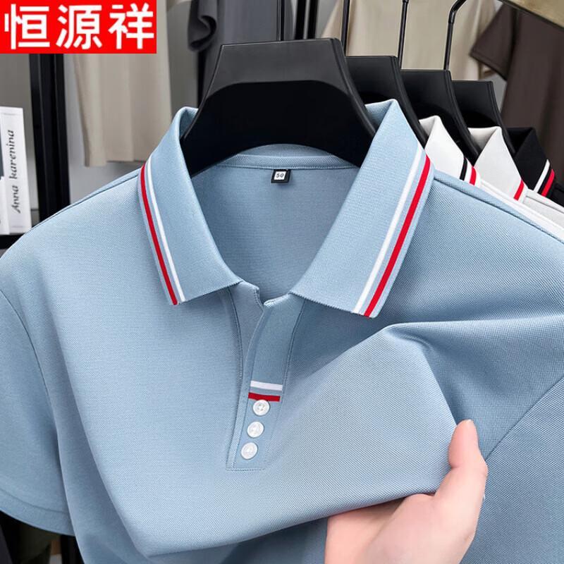 Hengyuanxiang Men's Mulberry Silk Blend Polo Shirt