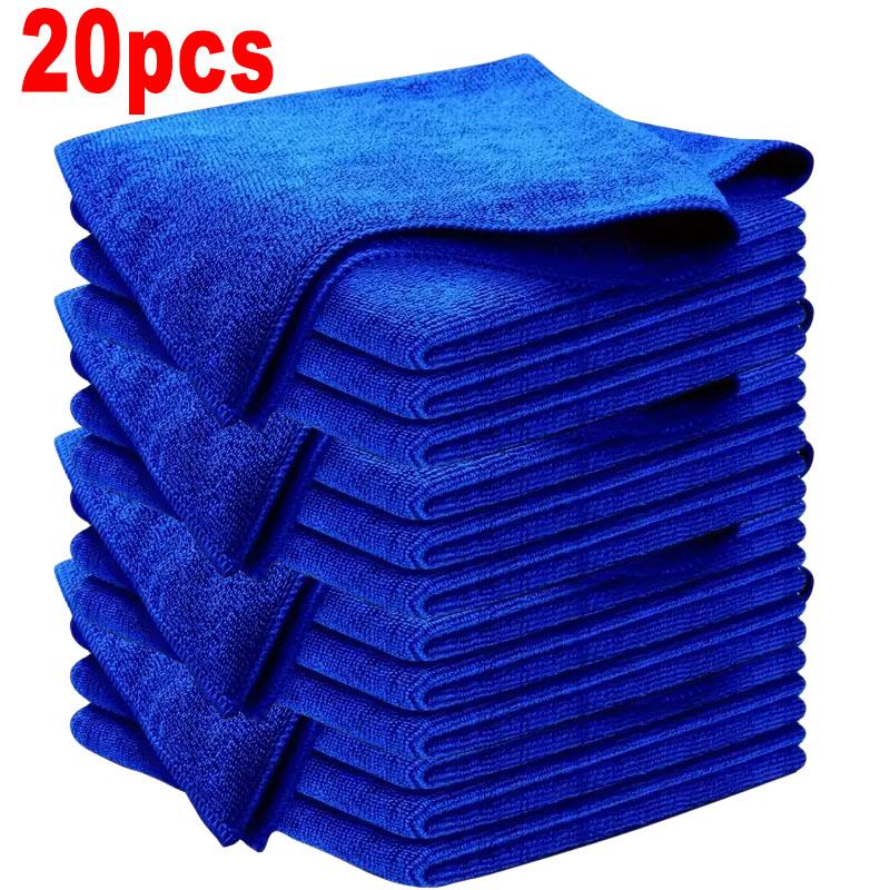 201PCS Microfiber Towels Car Wash Drying Cloth Blue Car Care Detailing Cleaning Polishing Duster Home Kitchen Washing Rags