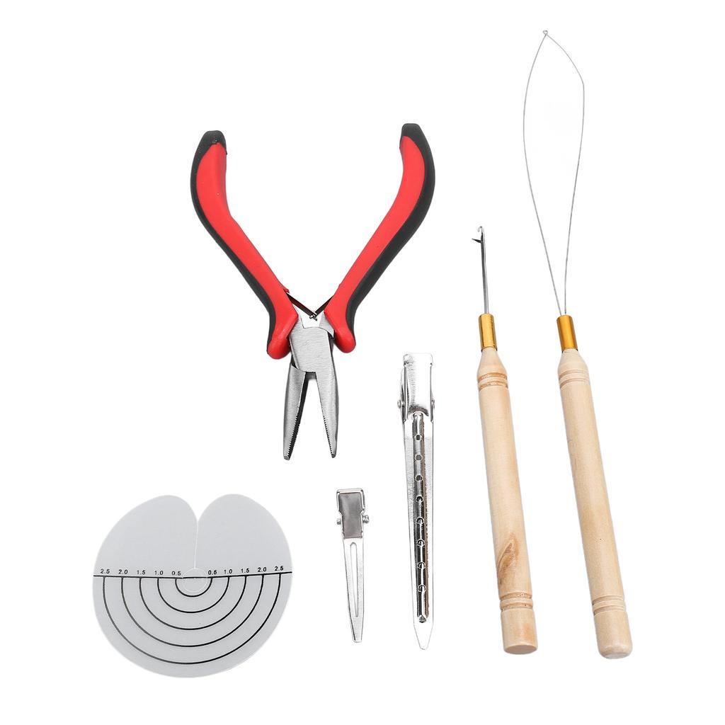 Haarverlängerungs-Werkzeugset Silikonring Haarverlängerungszange Mikro Zughaken Nadel Schlaufeneinfädler und Mikrolink-Werkzeugset