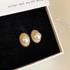 Silver Needle Zircon Oval Pearl Stud Earrings – Elegant, Niche, High-End Ear Jewelry for Women.