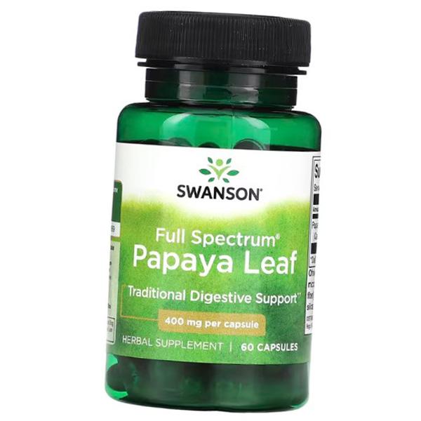 

Повний спектр листя папайї, Full Spectrum Papaya Leaf 400, Swanson 60капс (69280008) 60caps