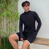 2 Pcs/Set Unisex Swimsuit Quick-drying Breathable Soft Leaf Print O Neck Long Sleeves Wetsuit Pockets Couple Surfing Clothes Diving Bathing Suit