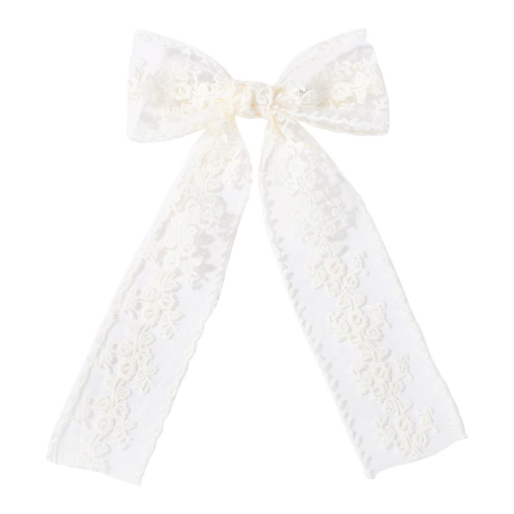 

РАДУЖНЫЕ БАНТЫ 1 шт. 8-дюймовый белый бант с длинной кисточкой, заколки для волос на хвост, полые кружевные элегантные женские заколки для волос, милые головные уборы для девочек