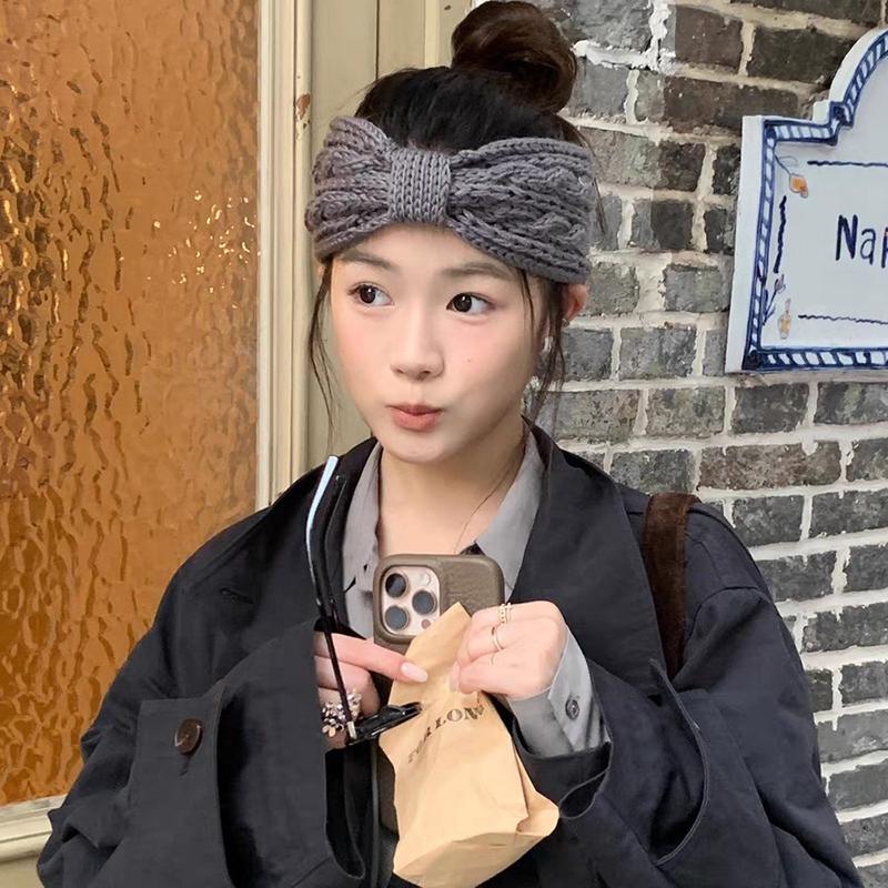 Korean INS Bow Shaped Twists Knitting Hair Band Winter Keep Warm Windproof Hair Hoop Headwrap Fashion Sweet Girls Streetwear
