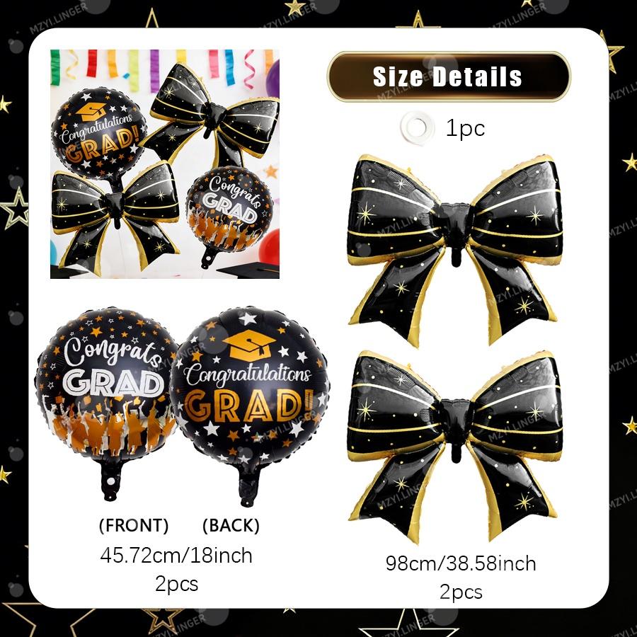 Bow Graduation Season Decoration Balloon Stripe Bow Balloon for Graduation Season Indoor and Outdoor Decoration Photography Prop