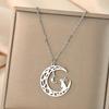 Cxwind Laser Carved Exquisite Fashion Necklace Bunny On the Moon Necklace, Bunny Love Gift, Minimalist Jewelry Christmas Gift