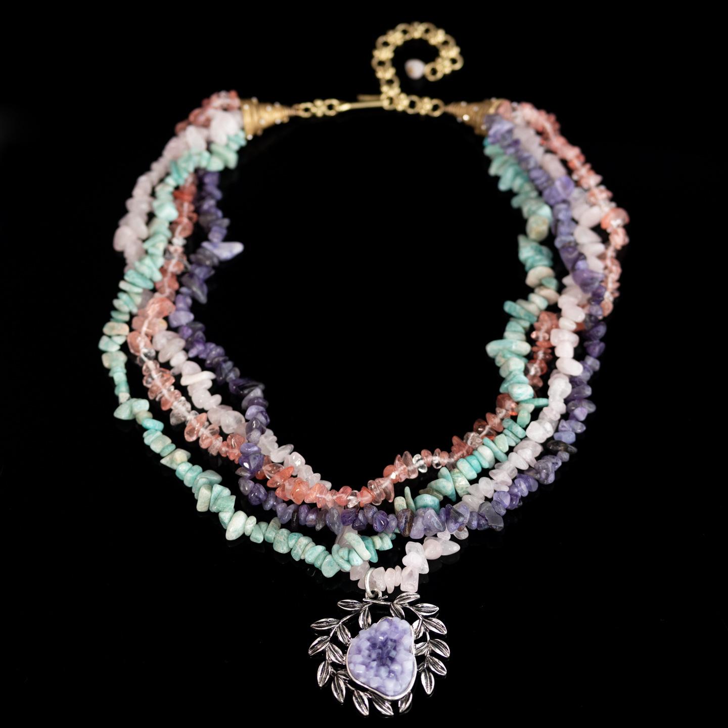 Средневековый Винтажный Высокая Мода Личность Темперамент Ретро Золотой Старый Сплав Натуральный Цвет Галька Ожерелье Новое