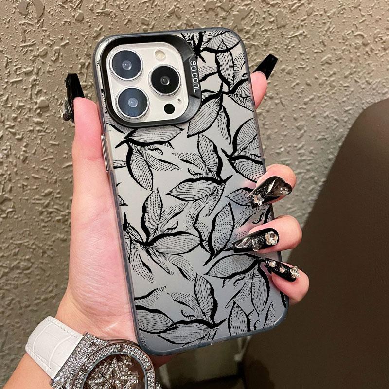 Black Rose Flower INS Laser Phone Case for iPhone 16 15 14 Pro Max Plus 13 12 Mini 11 Pro Max Shockproof Protective Back Covers