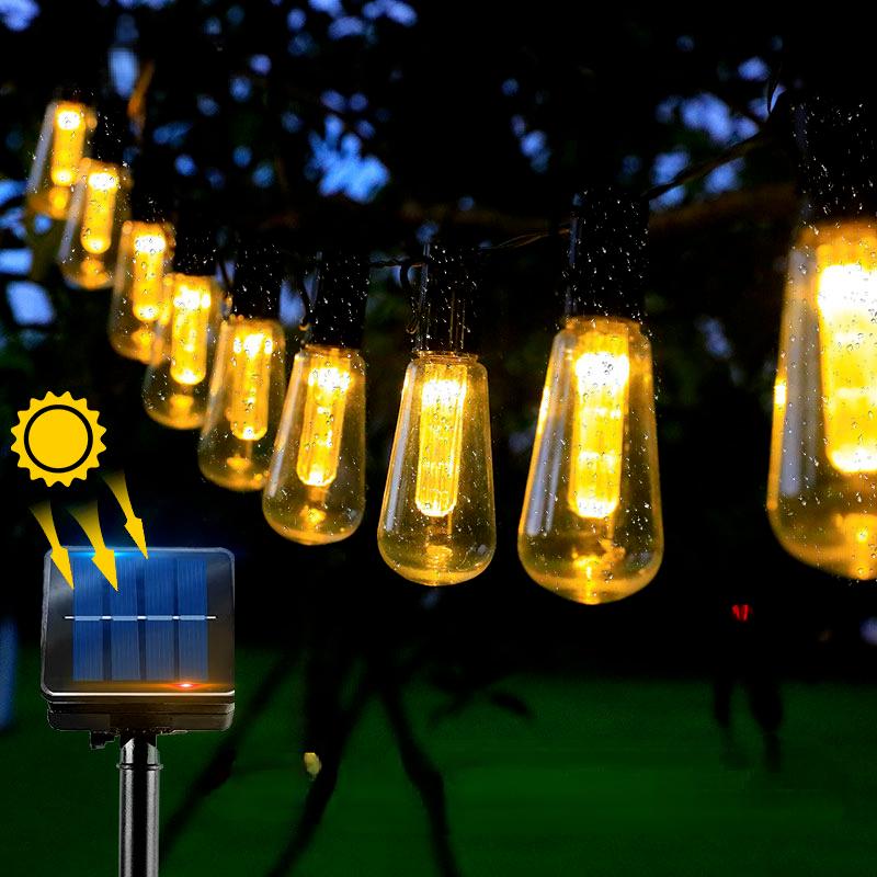 SIOTMERA Solar Camping String Lights - 33FT Waterproof LED With 7 Modes & Emergency Flashlight