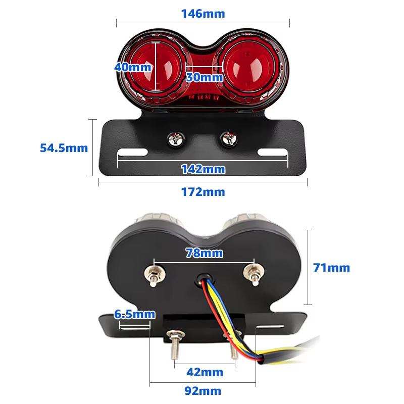 Motorcycle LED Tail Light Integrated Brake Turn Signal With License Plate Bracket For Honda Yamaha Universal 12V Rear Light
