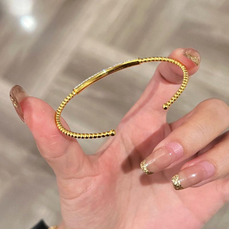 Light Luxury High Quality Half Circle Round Bead Micro Diamond Bracelets For Women Classic Simple And Fashion Bangles Jewelry