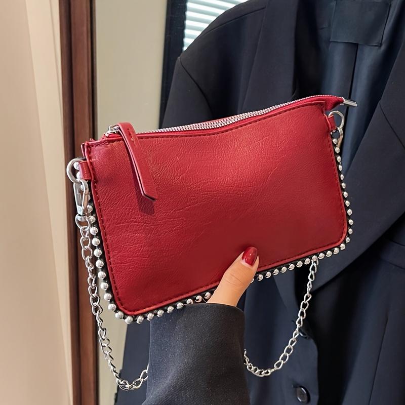 Fashionable and Versatile Chain Small Square Bag, Elegant Women's Crossbody Bag, Simple and Casual Leather Shoulder Bags
