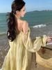 Elegant Long-Sleeved Tassel Macrame Vacation Dress