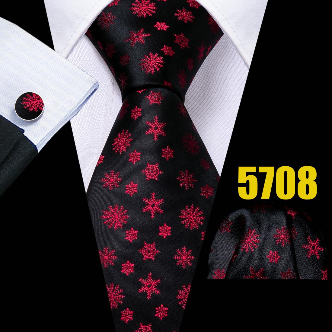 Мужской галстук Barry Wang, носовой платок, запонки, красная снежинка, мультяшный узор, рождественский галстук с атмосферой N-5708