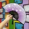 Chinese Style Folding Fan for Men, Portable, Retro Style, Classical, Traditional Hanfu, Black and Green, Bamboo Design
