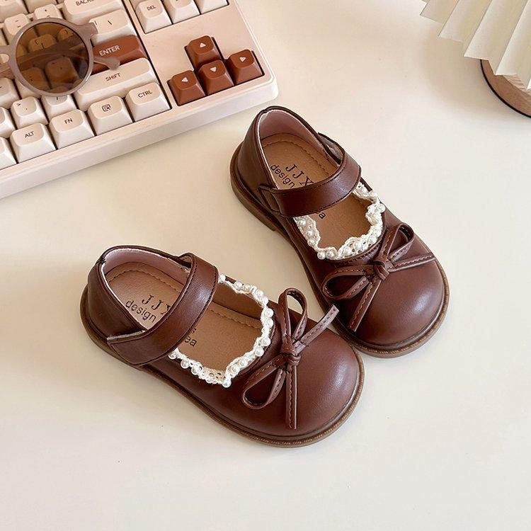 Children's small leather shoes 2025 spring and autumn new Korean version of versatile bow princess shoes girls soft-soled casual shoes