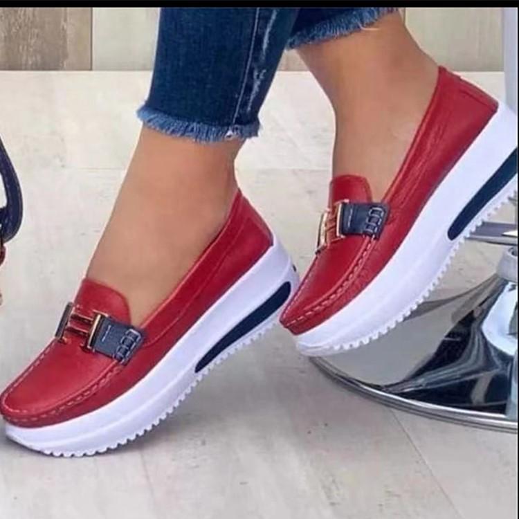 Independent Station autumn new muffin bottom round head solid color single shoes light mouth one pedal thick sole single shoes women