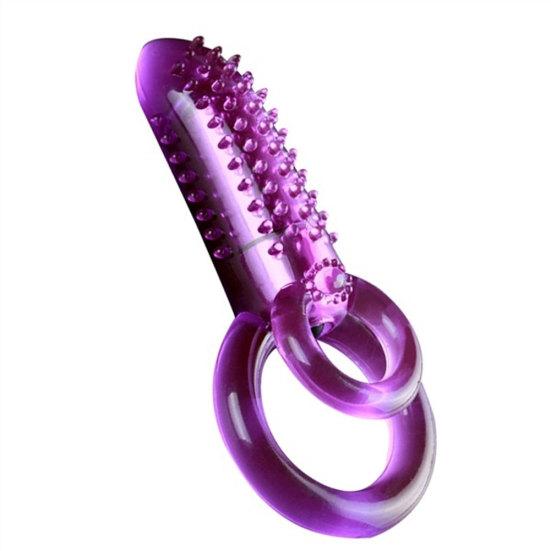 Double Circle Ejaculation Delay Penis Cock Ring Clit Stimulator Vibrator Sex Toy