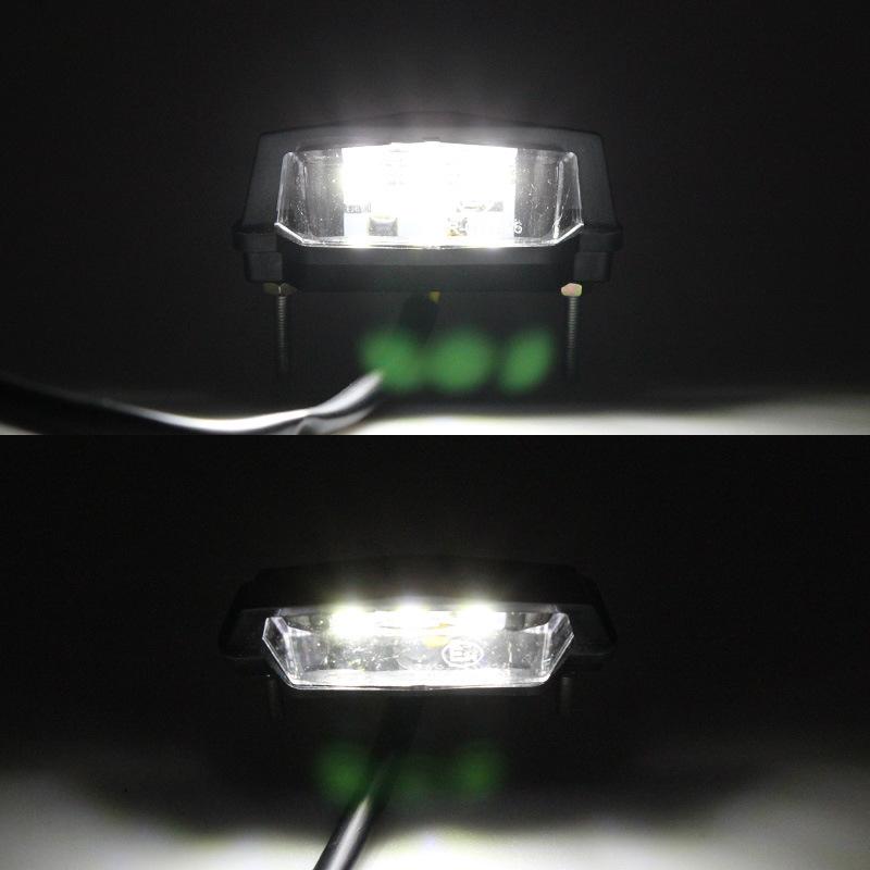 12V Motorcycle LED License Plate Light White Lamp Waterproof 2 Wires Black Shell For Honda Kawasaki Yamaha Accessories