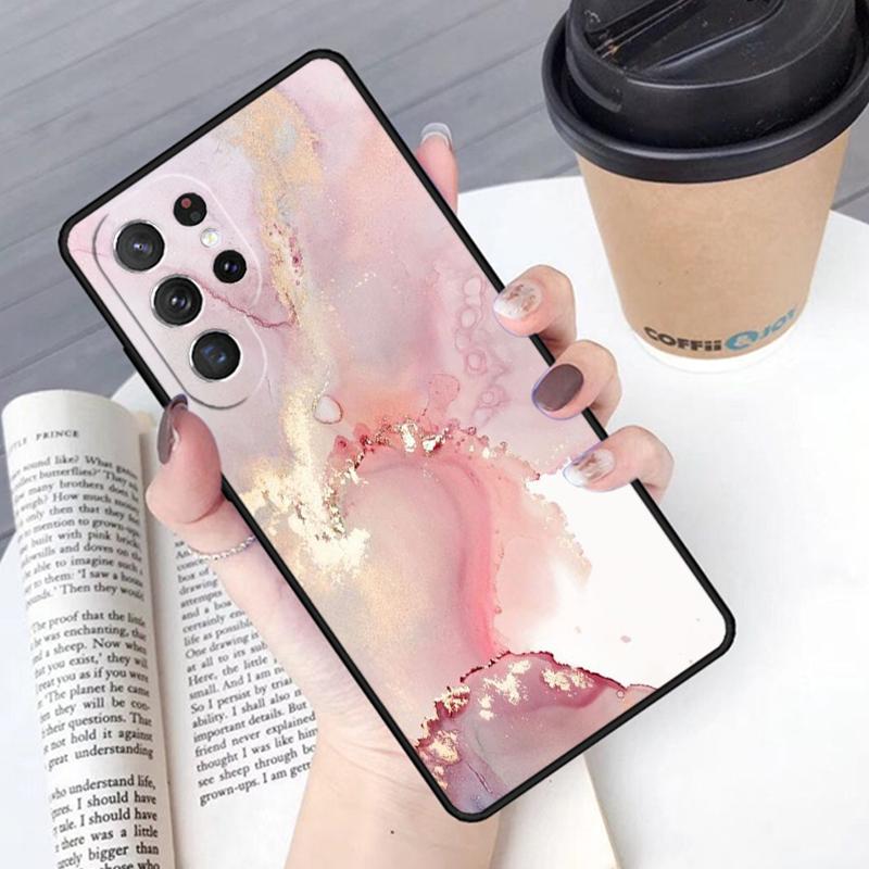 Pink Gold Marble Art Phone Case Cover For Samsung Galaxy S24 S25 Ultra S21 S22 Ultra S10E Note 10 Plus Note 20 FE S23