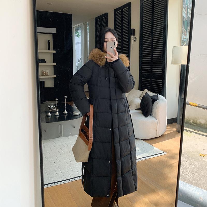 Brand Korea Dongdaemun autumn and winter new big fur collar medium and long slim down cotton clothes women's coat
