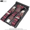 European-Style Plaid Suspenders with Leather Accents and Three-Clip Design