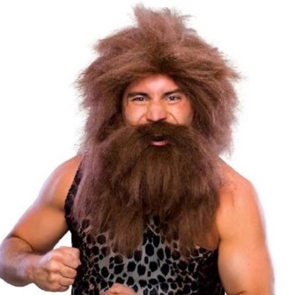 2Pcs/Set Halloween Wigs and Beard Set Funny Wizard Wig Beard Wild Men Wigs and Beard Costume Party