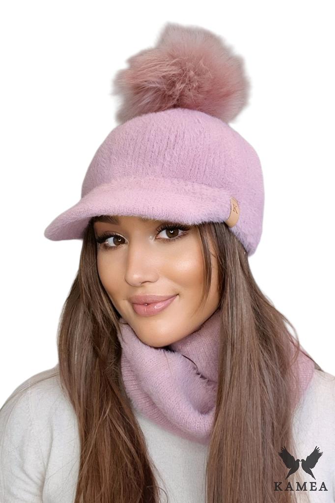 Koryna Warm Women' Cap with Baseball Cap, Dark Pink