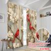 2Pcs,2D Plane Printing Light Filtering Curtains Cardinal Symphony Versatile Durable Polyester (Without Rod) Gifts For Living
