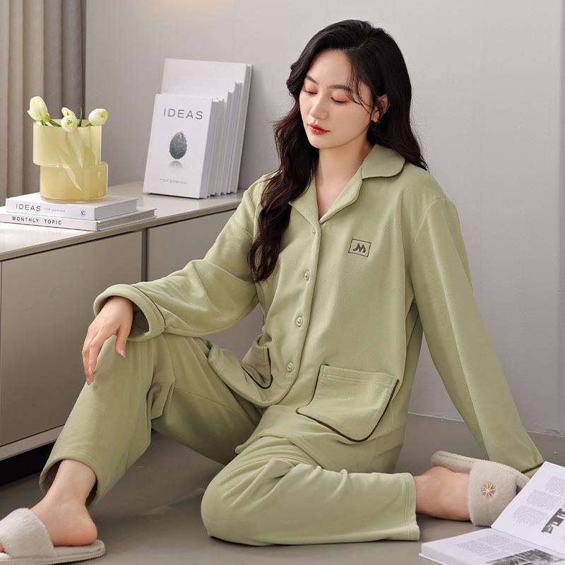 Pajamas Women'S Winter Coral Fleece Thickened Fleece Autumn And Winter Flannel Women'S Spring And Autumn Island Fleece Winter Loungewear
