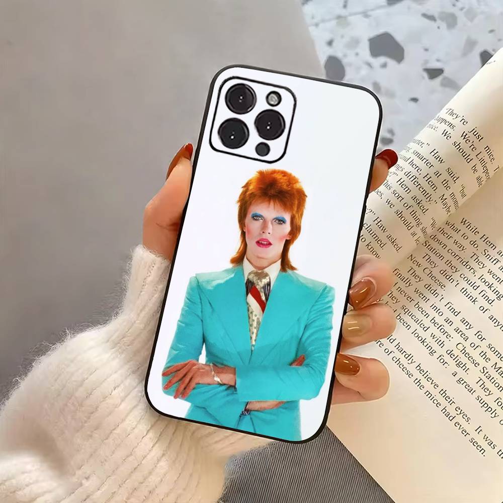 Rock D-David B-Bowie-es Singer Phone Case For iPhone 17,16,15,14,13,12,11 Plus,Pro Max,XS,Soft Silicone Black Cover