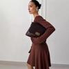 Off-Shoulder Long Sleeve Sweater Dress - Sexy Knit A-Line Short Skirt for Fall/Winter