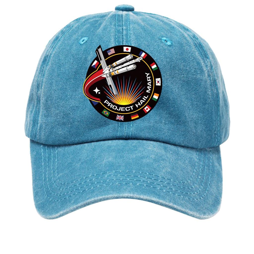 Washed Cotton Baseball Cap With Printed Distressed Soft Top Denim Hat For Men, European And American Retro Hat