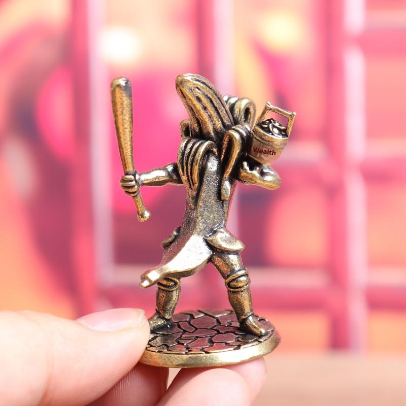 Pirinç Anime Muz Gitar Çalar Figürin Vintage El Yapımı Pirinç Samuray Muz Erkek İçin Heykeller Ev Ofis Koleksiyonluk Dekor