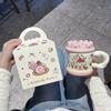 Mug with Lid Spoon High Value Ins Wind Cute Ceramic Cup Couple Drinking Cup for Girls Birthday Gift
