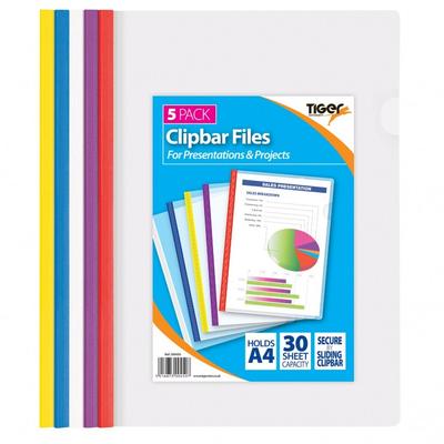 Tiger A4 Clipbar File (Pack of 5)