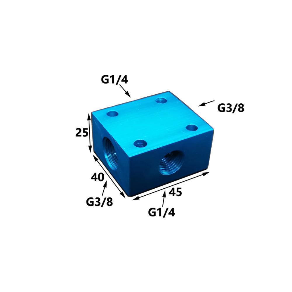 

1/2/3/4 Way 4/6/8/10 Ports BSP G3/8 In G1/4 Out Blue Aluminum Manifold Block Splitter Air Water Gas