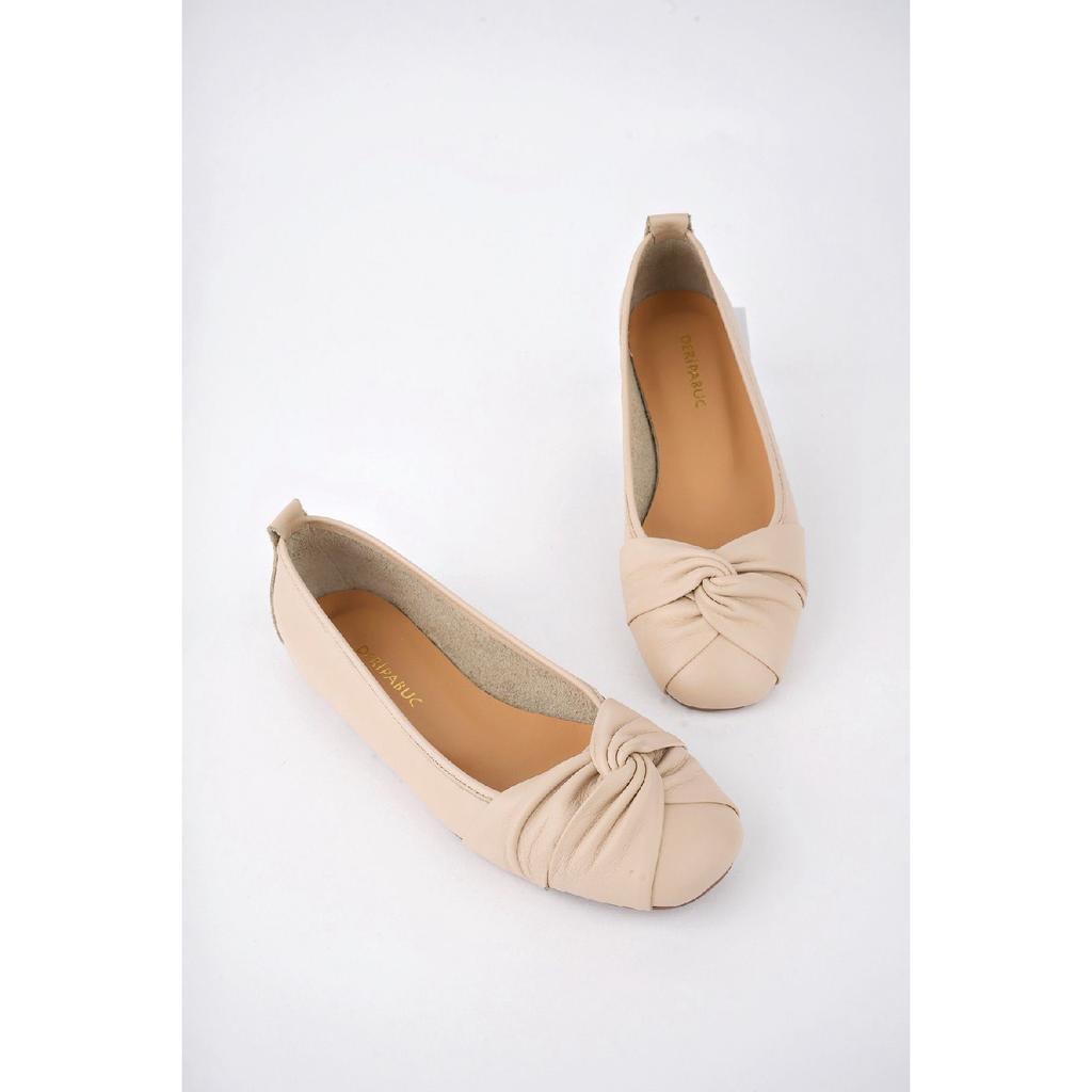 Genuine Leather White Women's Leather Ballerinas Dp58-4053