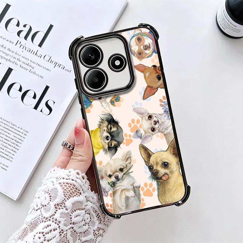 Chihuahua Puppy Teacup Dog Plating Phone Case For Xiaomi Redmi Note 14 15 Pro Plus 13 12 11 11S 11T 10 9S 9 5G Anti-Fall Airabag