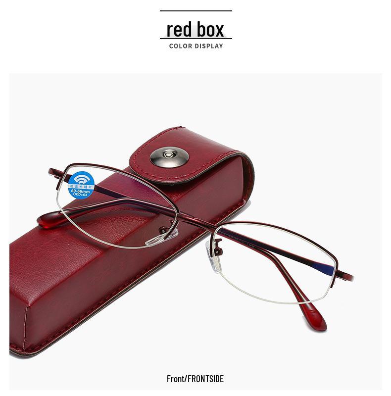 Chic Women's Metal Half-Frame Reading Glasses, HD Eye Protection, Blue Light Blocking, Unisex, Youthful Style