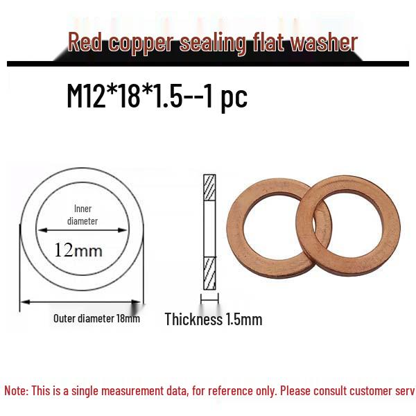 Annealed Red Copper Gasket Washer Pad for Sealing Fastener, M4-M34