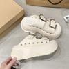 Fashion 8CM Heels Chunky Slippers Women Open Toe High Platform Leather Sandals Woman New Summer Thick Bottom Beach Buckle Shoes
