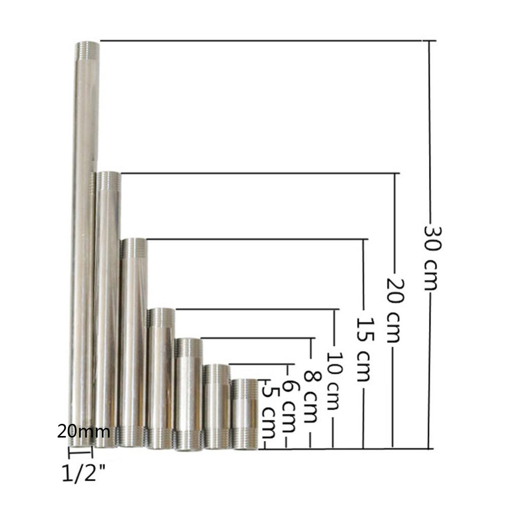 

Stainless Steel 1/2 Male Thread Connector Pipe 5/6/8/10/15/20/30cm Length Optional Shower Rod Extension Tube Water Pipe Adapter 6cm x 1I2 inch