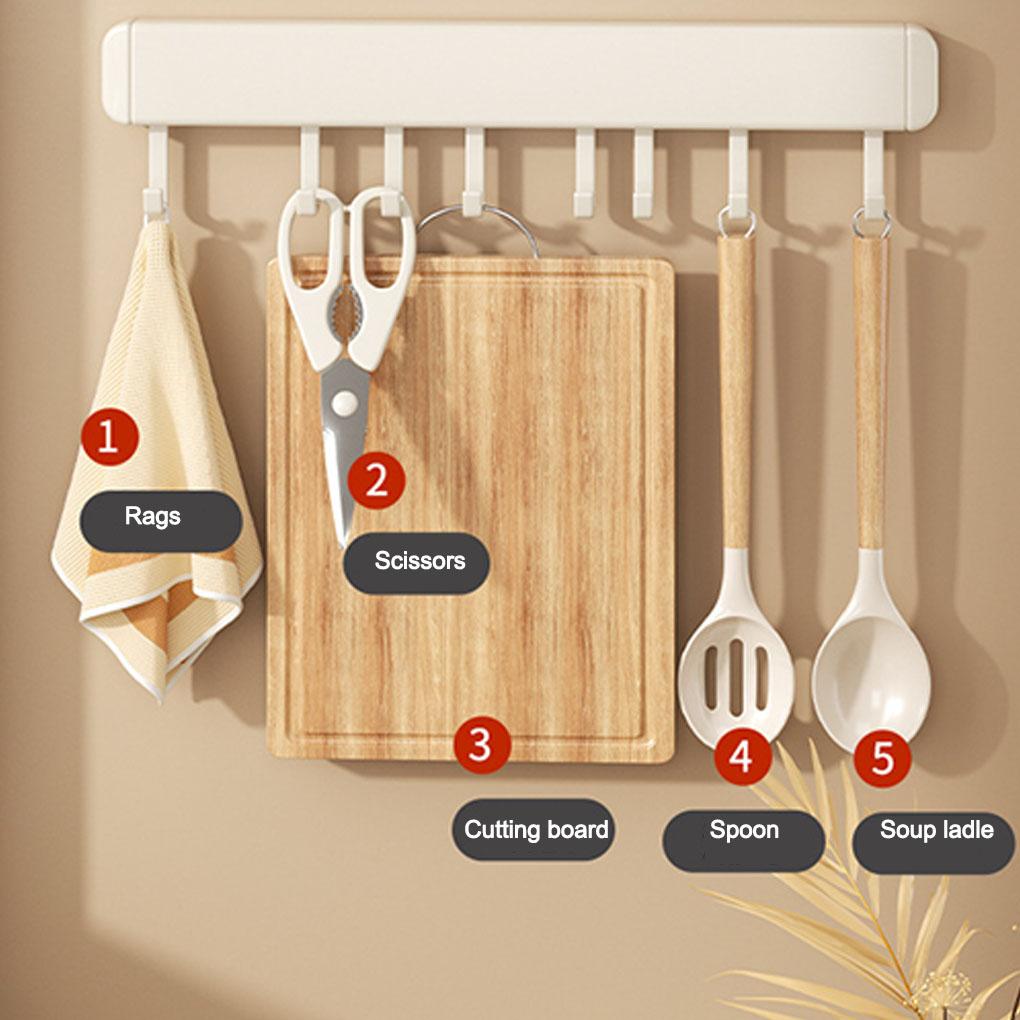 Aluminum Wall Mounted Storage Rack For Kitchen Spoon Shovel Hanging Rod Row Hook Storage Rack Etc.
