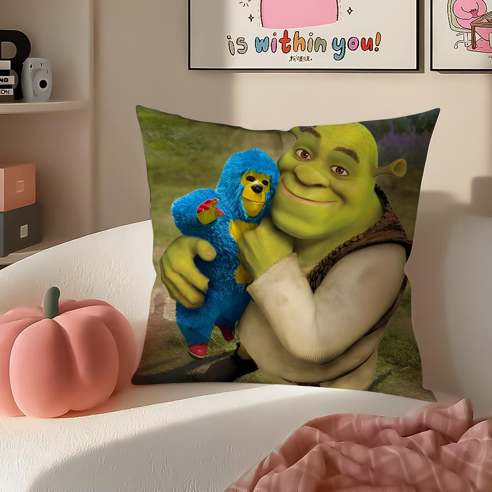 Hilarious Movie SShrek Cushion Cover Pillowcase Short Plush Invisible Zipper Room Sofa Cushion Cover