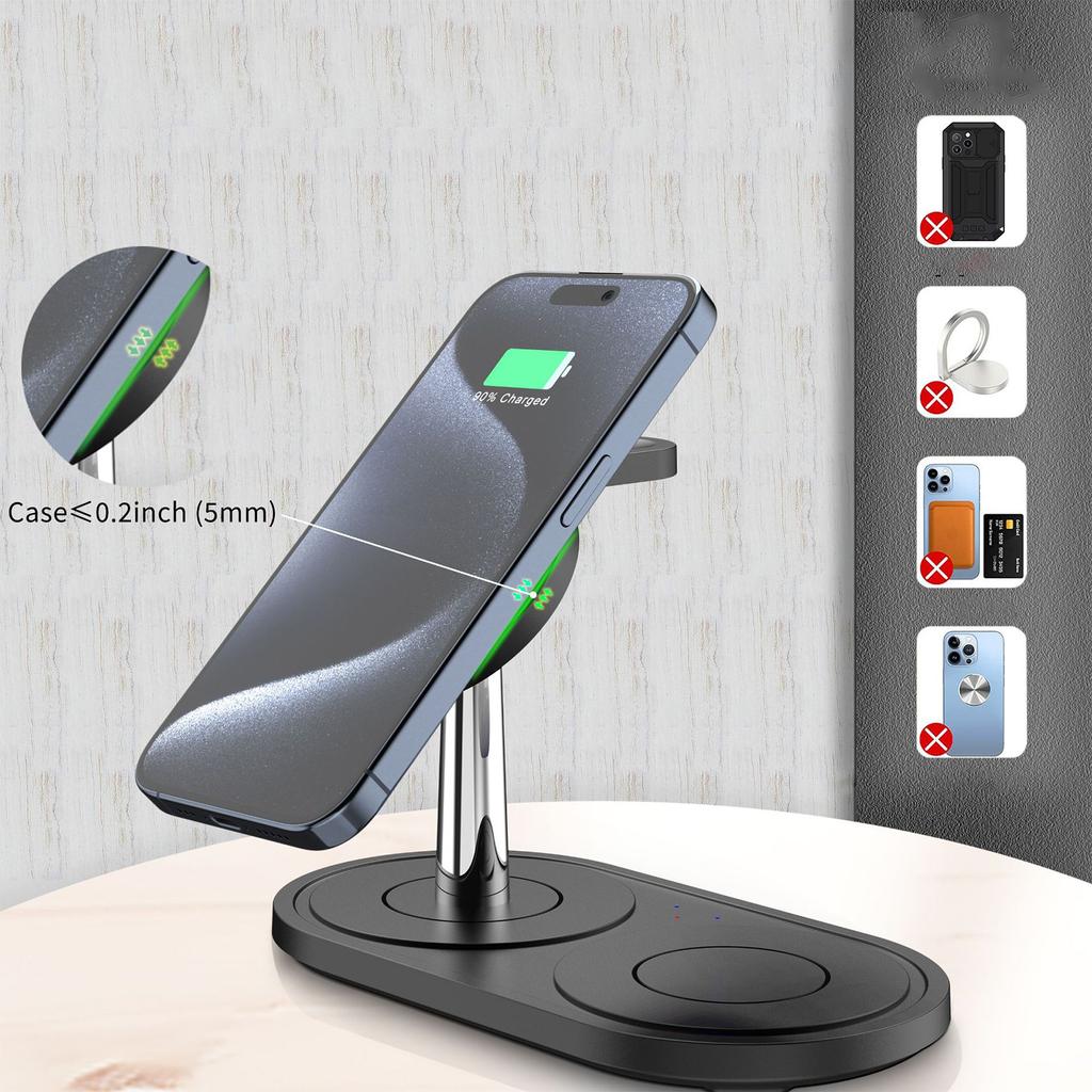 3 in 1 wireless charger 15W for Apple magnetic wireless charger multi-function desktop mobile phone holder