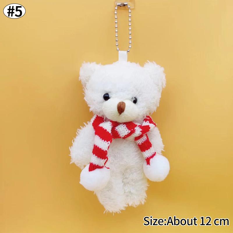 Cute Bear Xmas Bag Hanging Pendent Handmade New Year Creative Christmas Eve Party Gift Plush Bear Christmas Tree Keychain Decor