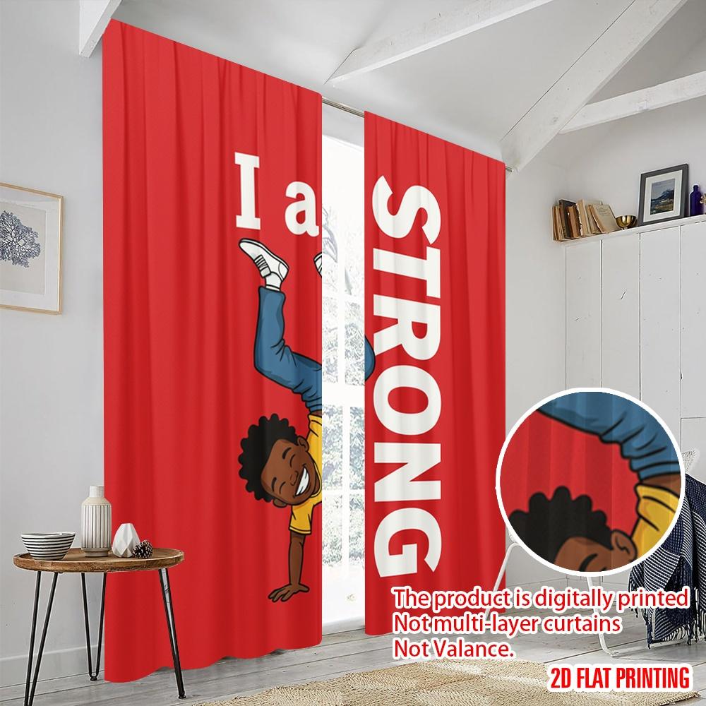 2 Stück 2D Flachdruck Party Vorhänge Tanzende Stärke Aktion Polyester Ohne Strom 0 Perfekt für Zimmer Schlafzimmer Wanddeko