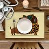 1set/8pc/4pcs/6pcs Cartoon Dachshund Placemat Set Cute Dog Print Table Mats Kids Dining Room Home Decor